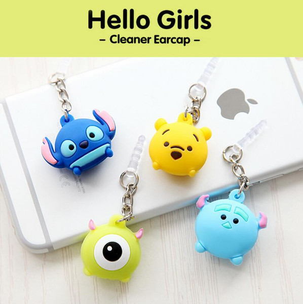 3.5mm Headset 3D Cartoon Earphone Plug Anti Dust Plug Earphone Ear Cap for Cell Phone iPhone