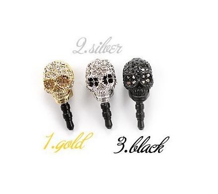 Charm Dust Plugs for Cell Phones Skull Anti Dust Cover Crystal earphone jack For Iphone Dust Cover