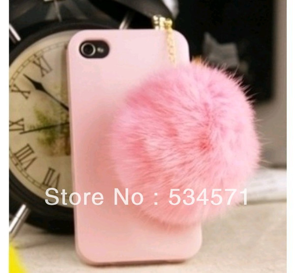 Wholesale-Cute rabbit fur ball mobile phone dust plug pearl rhinestone rabbit fur pompon general clinched fresh