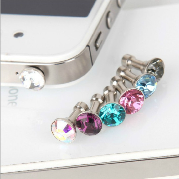 Cell Phone Anti Dust Plug Dustproof Crystal Diamond 3.5mm Earphone Jack Plug FREE SHIPPING WHOLESALE