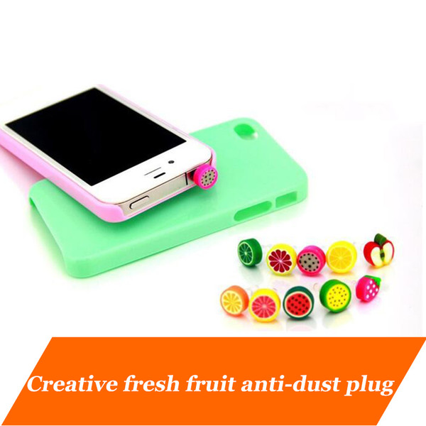 New promotional headphone Plugs Stopper cap Gadgets phone fruit dust-proof plugs 3.5mm Earphone Jack Anti Dust plug for iPhone Samsung