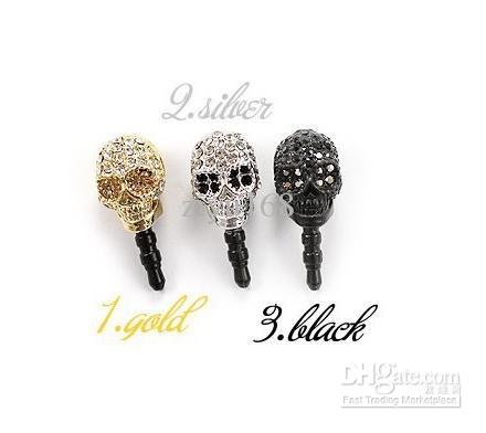 Charm Dust Plugs for Cell Phones Skull Anti Dust Cover Crystal earphone jack For Iphone Dust Cover