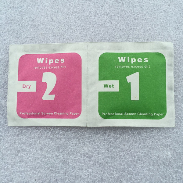 1pcs=(1pcs wet wipes +1pcs Dry Wipes) For Mobile Phone Cell phone LCD Screen Clear Tempered Glass Protector Film Alcohol Cleaning Cloths