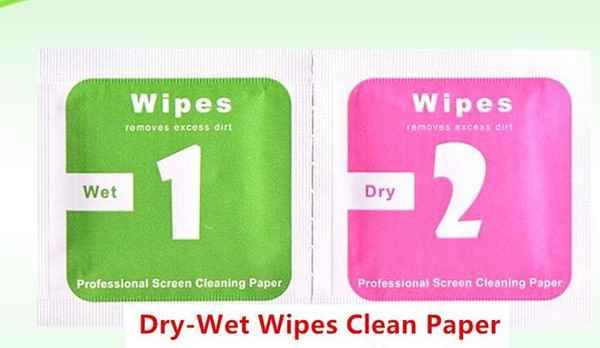 Dry Wet Wipes For Mobile Phone LCD Screen Clear Tempered Glass Protector Film Alcohol Cleaning Cloths