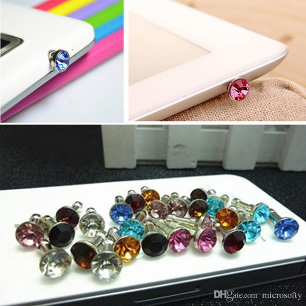 Universal 3.5mm Crystal Diamond Anti Dust Plug Dustproof Earphone Jack For Iphone 5 6s 6s plus Smartphone