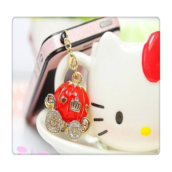 Universal Cinderella`s Pumpkin Carriage Design 3.5mm Earphone Jack Dustproof Plug Ear Dust Cap for Phones Red Pink White