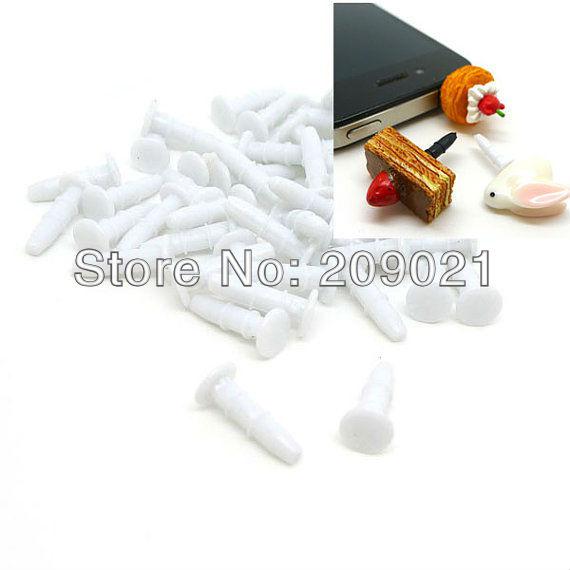 Hot! 1000pcs White Rubber Earphone Jack with Flat Top Dust Cap Charm for Smart phone  Sumsung