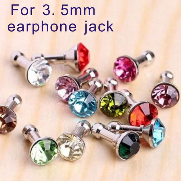 Universal 3.5mm Crystal Diamond Rhinestone Anti Dust Plug Dustproof Earphone Jack plug Headphone Plugs Stopper Cap Gadgets