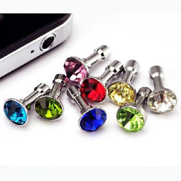 1000pcs/lot Luxury Phone Accessories Small Diamond Rhinestone 3.5mm Dust Plug Earphone Plug For smart phone and android phone