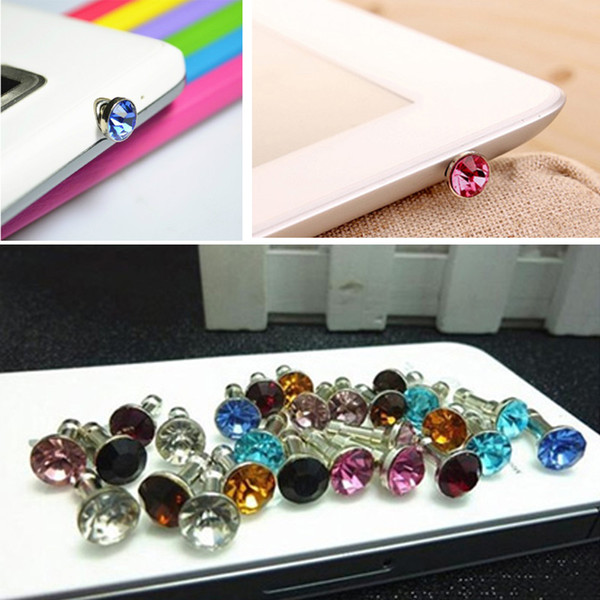 Universal 3.5mm Crystal Diamond Anti Dust Plug Dustproof Earphone Jack For Iphone 5 6s 6s plus Smartphone