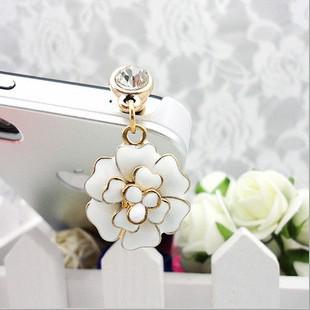 Wholesale-Romantic Flower Dustproof Plug Mobile Phone Dust Plug Sweet Girls Phone Pendants A57