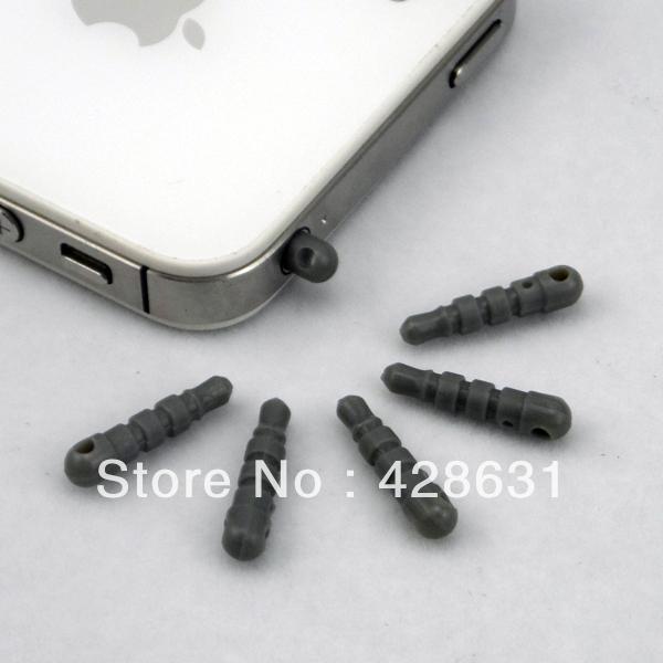 Free shipping 100Pcs 3.5MM Rubber Anti Dust Earphone Jack Cap Plug Stopper Gray Color Fit for All 3.5mm Mobile Cell Phone