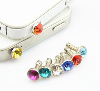 100 Pcs/Lot Fashion Anti-Dust Gadgets Luxury Phone Accessories Small Diamond Rhinestone 3.5mm Dust Plug Earphone Plug For Cell Phones