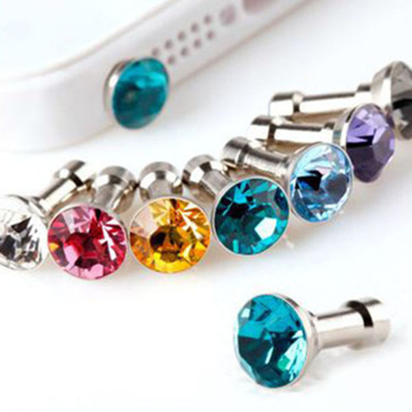 Universal mobile Phone Accessories Diamond Crystal 3.5mm earphone jack cap plug Anti Dust Plug for Apple Iphone Samsung 41