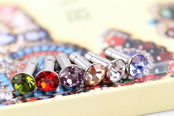 500 pcs /lot Crystal Bling Diamond 3.5mm Cell Phone Earphone Jack Anti Dust Plug For Iphone Samsung Huawei xiaomi Accessories