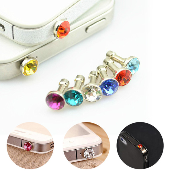 Universal 3.5mm Crystal Diamond Anti Dust Plug Dustproof Earphone Jack For Iphone 5 6s 6s plus Smartphone