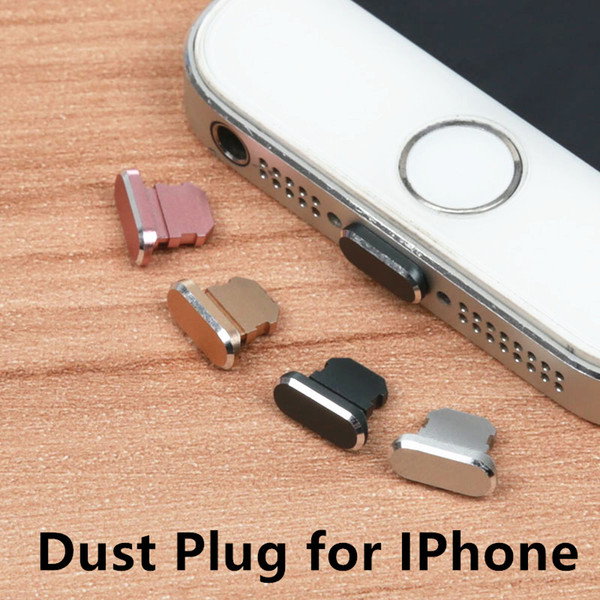 Aluminium Alloy Dust Plug Mobile Phone Charge Port Stopple for Apple IPhone 4 5 5s 6 6s 7 8 X Plus Silver Black Gold Rose