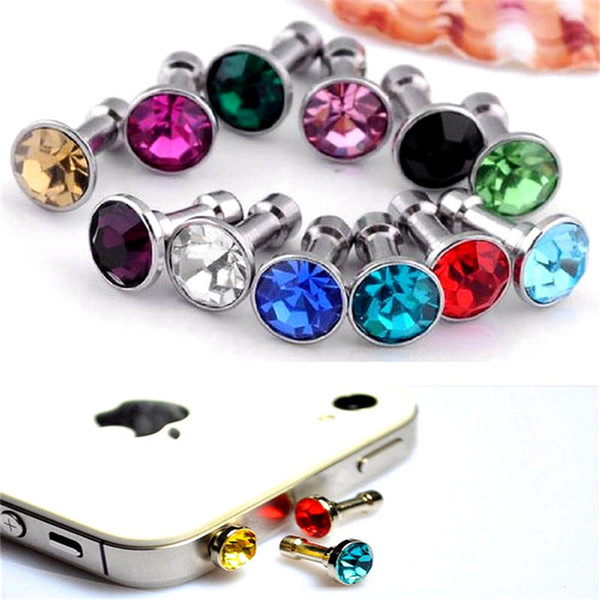 1000pcs/Lot Anti Dust Plug Headphone Plugs Stopper Cap Gadgets Mobile Phone Accessory Rhinestone 3.5mm Earphone Jack