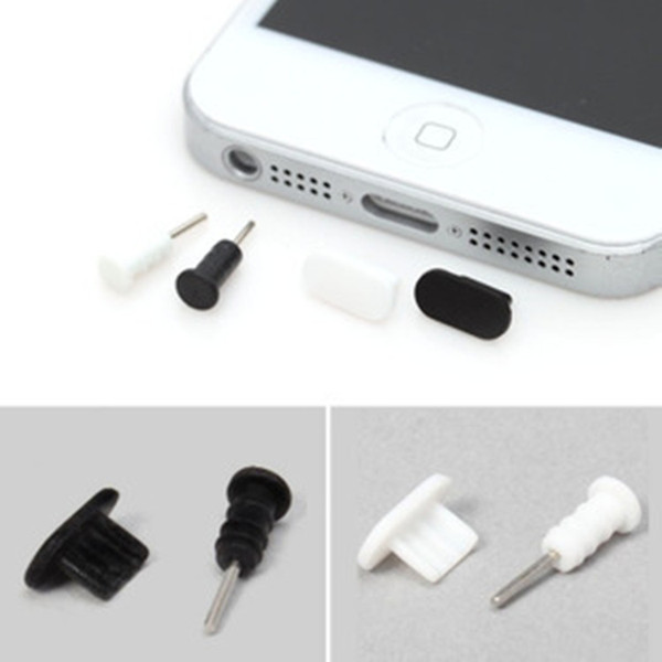 Wholesale - - 5000sets for Iphone7 6 5 Silicone 8pin Dust Proof Plug Dock Cover + Earphone Jack Cap for iPhone 5 5G 5S