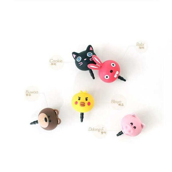 PVC Cartoon Animal Anti-Dust Plug pig/chick/rabbit/cat/bear ear cap Stopper for iphone/samsung/lg SmartPhone 3.5mm Earphone jack