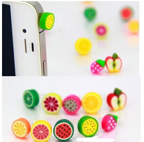 The new mobile phone dustproof fruit dust plug mixed color 3.5mm headphone port dust plug for iphone6 6s Samsung galaxy s6 factory outlet