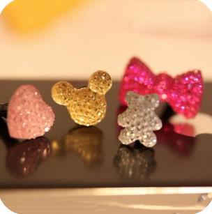 Bowknot crystal dustplug iphone4/4S 5 iphone6 headphone hole dustplug headset dustproof anti-dust dhl free shipping