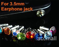 Universal 3.5mm Crystal Diamond Anti Dust Plug Dustproof Earphone Jack for iPhone 3G 4G 4S iPad Samsung HTC Xiaomi Cellphone Smartphone