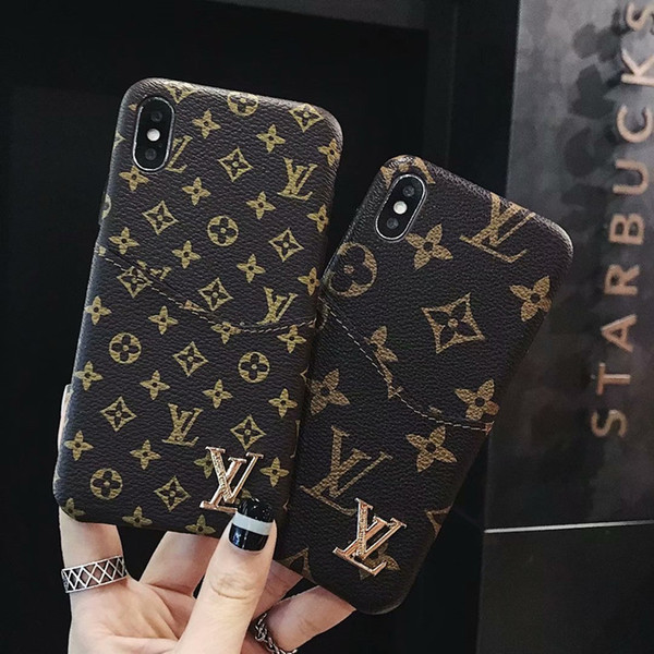 Hot Luxury Fashion High Quality Leather Phone Back cover For iphone X XS Max XR With Credit Card Soft Case for iphone 6 6s 7 8 Plus