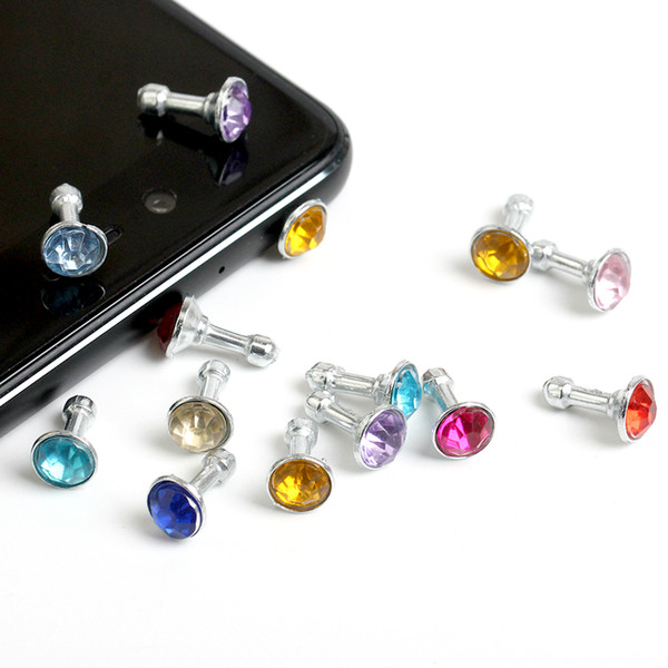 Luxury Phone Accessories Small Diamond Rhinestone 3.5mm Dust Plug Earphone Plug For Iphone & Ipad & Samsung& HTC,Wholesales 3000pcs