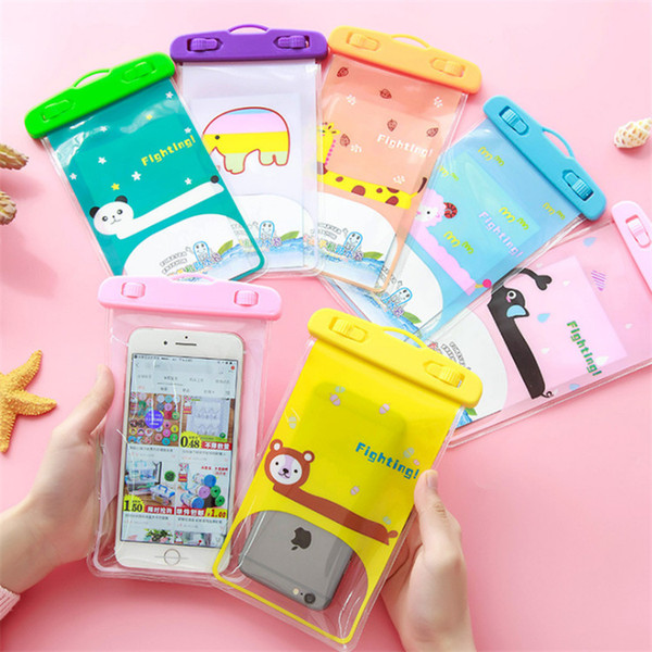 2019 New Arrival Cell phone Anti Dust Anti Waterproof 5.8 inch Cell phone Anti Water Bags Seal Colorful Animal Universal Bags DHL Free