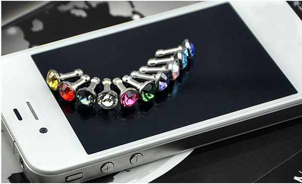 100pcs/Lot Anti Dust Plug Headphone Plugs Stopper Cap Gadgets Mobile Phone Accessory Rhinestone 3.5mm Earphone Jack