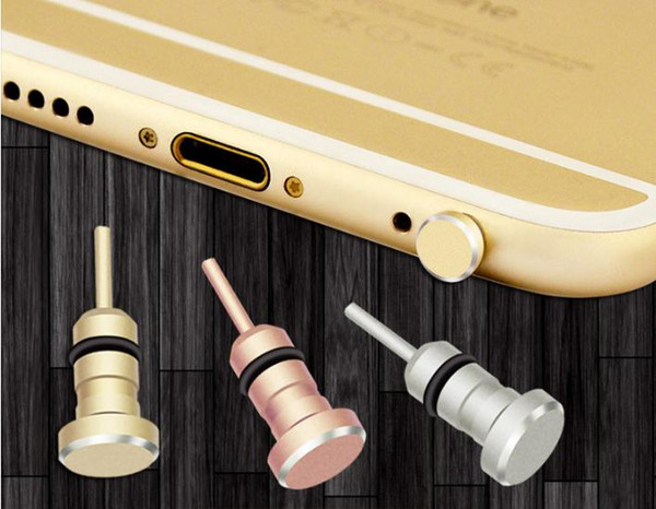 Metal Phone 2 in 1 Sim Card Tray Eject Pin Tool & 3.5mm Earphone Jack Dust Plug Dustproof Cap Gadget For iPhone xiaomi