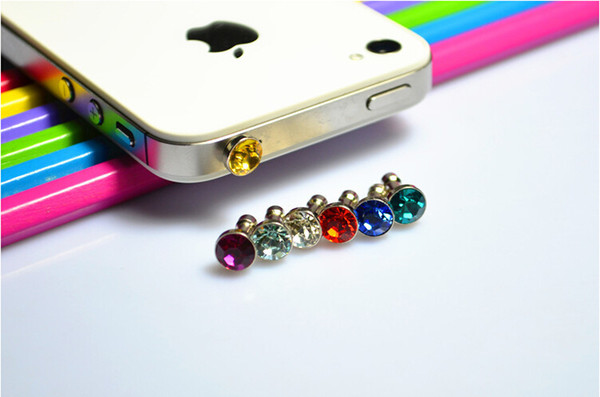 Cell Phone Anti Dust Plug Dustproof Crystal Diamond 3.5mm Earphone Jack Plug for Smartphone Headset Headphone FREE SHIPPING WHOLESALE