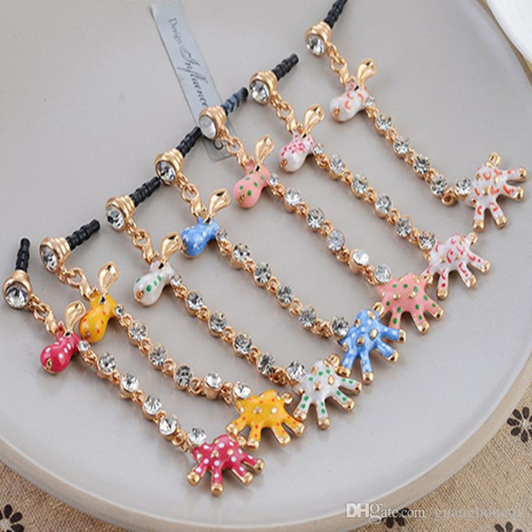 Anti Dust Plug Luxury Diamond Crystal Kawaii Giraffe Jack Anti Dust Plugy Plug Anti-Dust Earphone Plug for IPhone 6 6s Plus Samsung 3.5MM