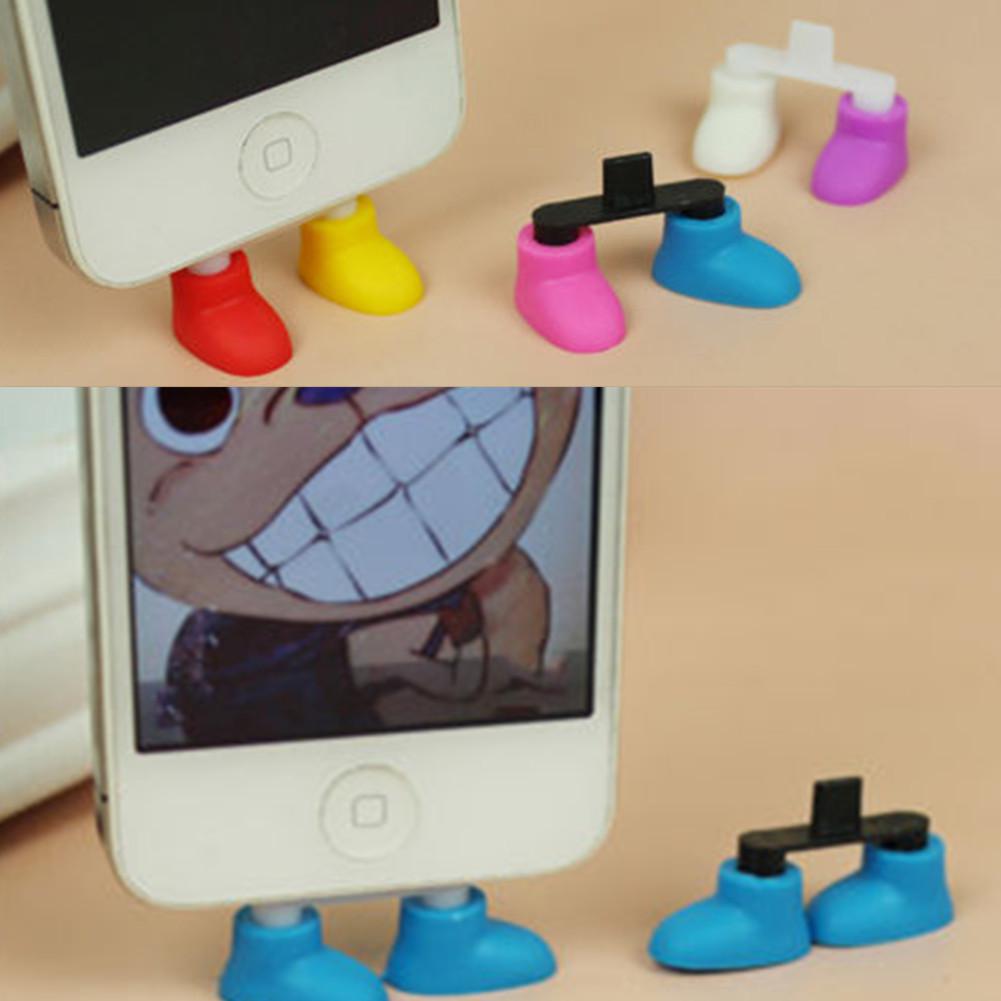 Wholesale-Shoe Foot Shape Dustproof Usb Charger Port Plug Stand Holder Gadget For Phone 5 Free Shipping