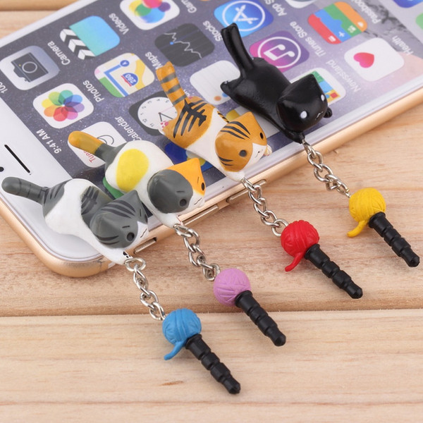 Super Cute Dust Plug Lucky Cat Playing Ball 3.5mm Anti Dust Earphone Jack Plug Stopper Cap For Phone