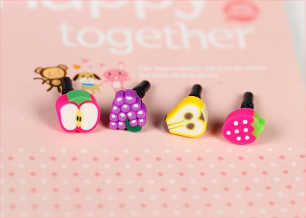 Wholesale-5pcs/lot Simulated Lovely Fruit Phone Anti Dust Plug Cell Phone Accessories For All Normal 3.5mm Earphone Jack Plug