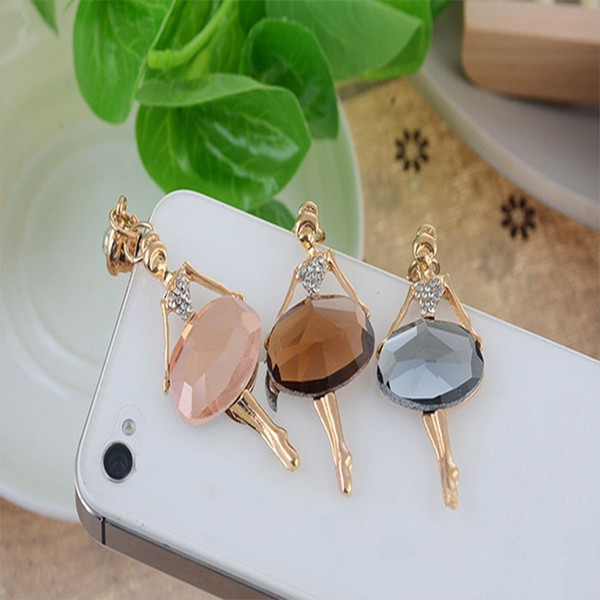 1x Mobile Phone Stopper Cap For Headphone 3.5mm Earphone Jack Crystal Ballet Girl Anti Dust Plug Cellphone Dustproof Cover