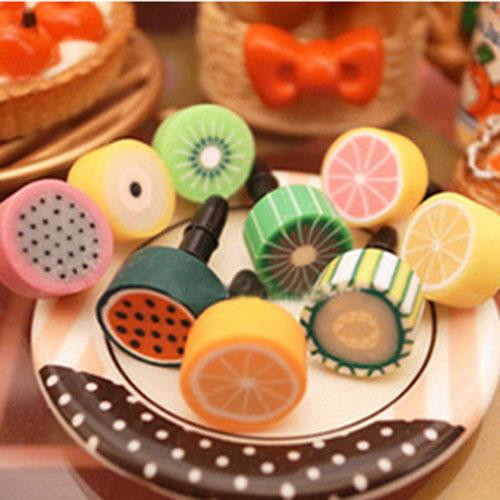 wholesale 1000pcs Cute Fruit anti dust plug for iphone and 3.5mm earphone cap for mobile phone free shipping