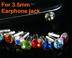 Universal 3.5mm Crystal Diamond Anti Dust Plug Dustproof Earphone Jack for iPhone 3G 4G 4S iPad Samsung HTC Xiaomi Cellphone Smartphone