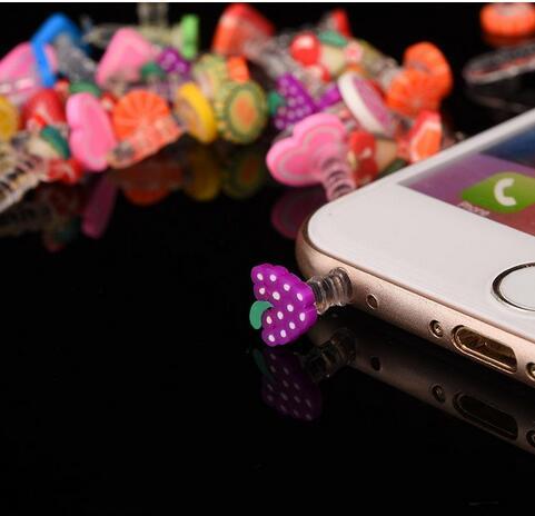 New mobile phone dust fruit dust plug color 3.5mm headphone port heart-shaped dust plug for iphone6 6s Samsung galaxy s6 factory outlet