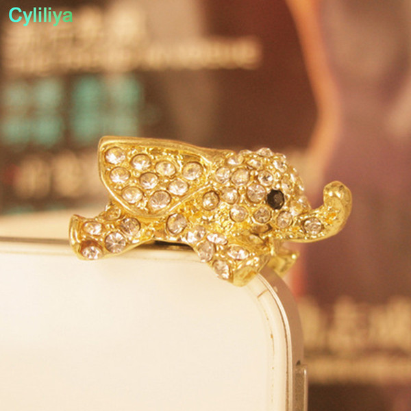 Elephant Headphone Plug Factory Wholesale 3.5 Universal Dumbo Rhinestone Phone Dust Plug