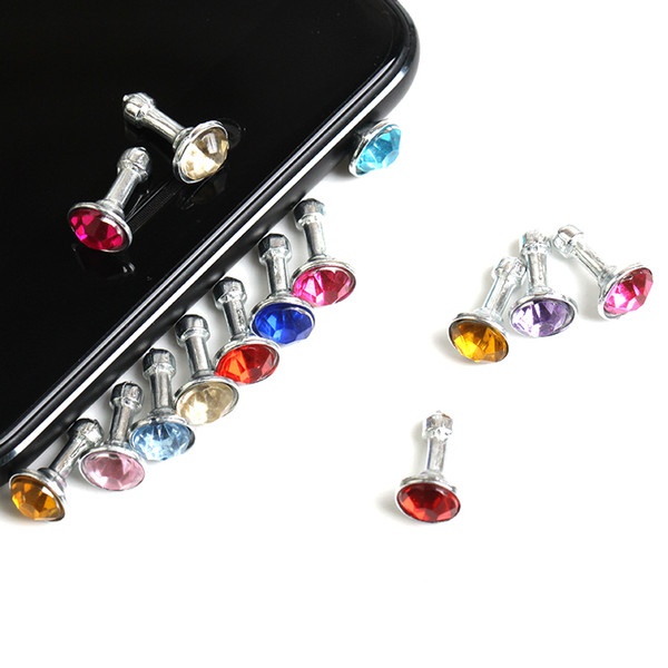 2000pcs/lot Diamond Dust Plug Universal 3.5mm Cell phone plug charms cap For iphone 4s 5s 5c samsung note 3 S4 ipad mini dp03