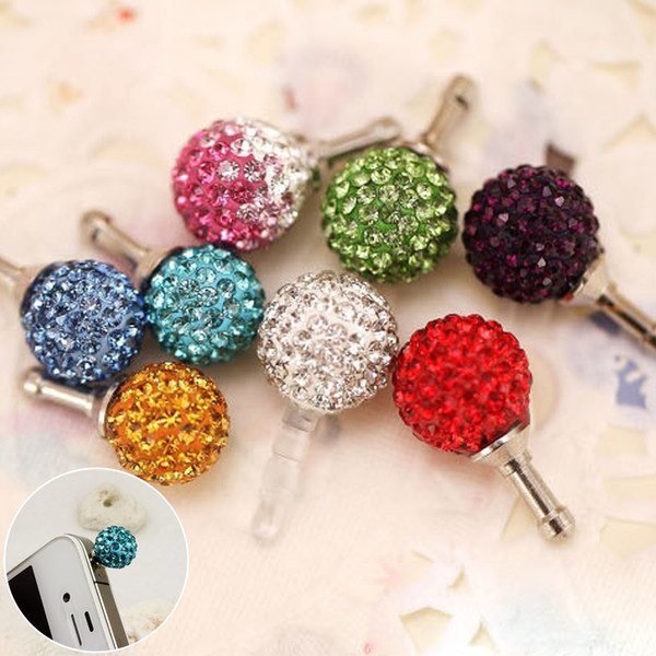 Bling Diamond Anti Dust Plug Universal 3.5mm Cell Phone Earphone Plug For iPhone 5 6 Samsung Sony