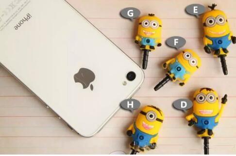 Mobile phone hole dust plug creative cute little yellow people steal milk Dad despicable me mobile phone dust plug