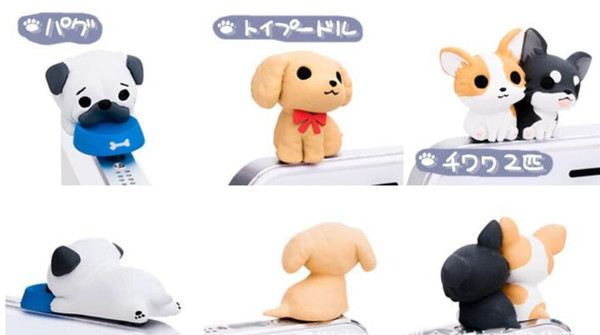 Mobile phone dust plug cartoon puppy 3.5mm mobile phone headset hole dust plug retail packaging