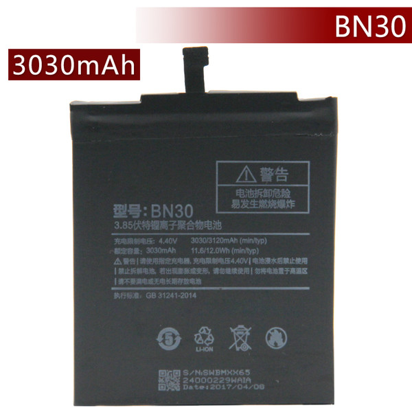 For Xiaomi Redmi 4A BN30 Battery Replacement High Quality Real Capacity without logo with express shipping including tax