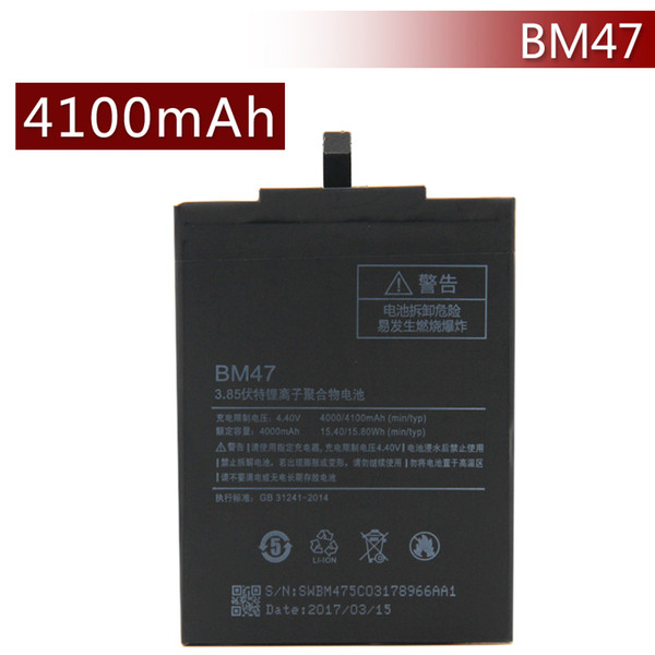 For Redmi 3 3S BM47 Battery Replacement High Quality Real Capacity without logo with express shipping including tax