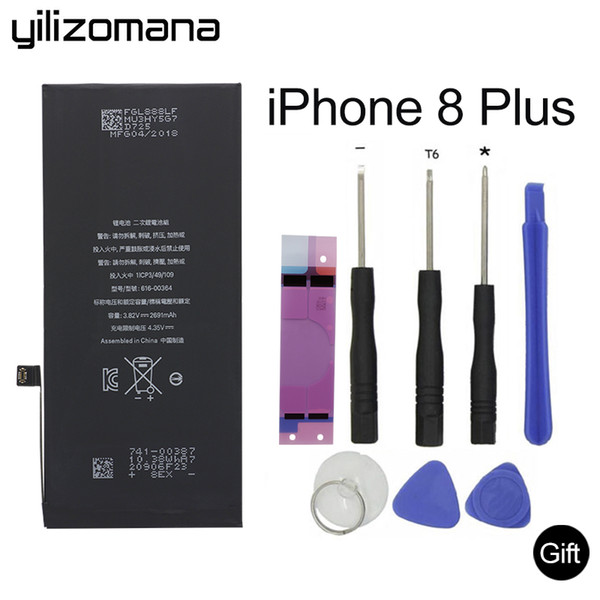 YILIZOMANA Phone Battery For Apple iPhone 8 Plus Real Capacity 2691 mAh Mobile phone Batteria +Free Tools