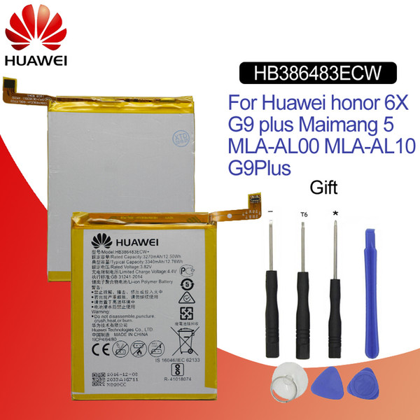 HuaWei Phone Battery HB386483ECW For Huawei honor 6X G9 plus Maimang 5 MLA-AL00 MLA-AL10 G9Plus Replacement Batteries 3340mAh